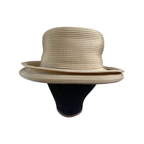 Vintage Frank Olive Gold Standard Neiman Marcus Breton Woven Kentucky Derby Hat - Picture 1 of 7